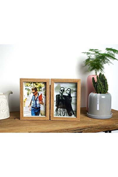 Hediye Vakti Kişiye Özel Fotoğraflı Ahşap İkili Masa Üstü Çerçeve
