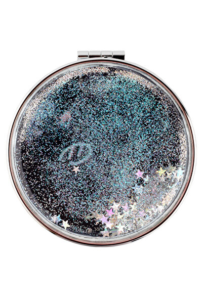 Tikatti Double Sided Black Glitter Mirror with Magnifying Glass