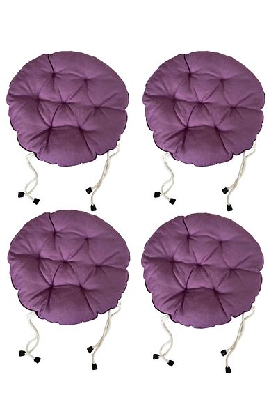 SIFIR312 4 PCS 40X40 Cm Round Stool Cushion - Chair Cushion - Pouf Cushion