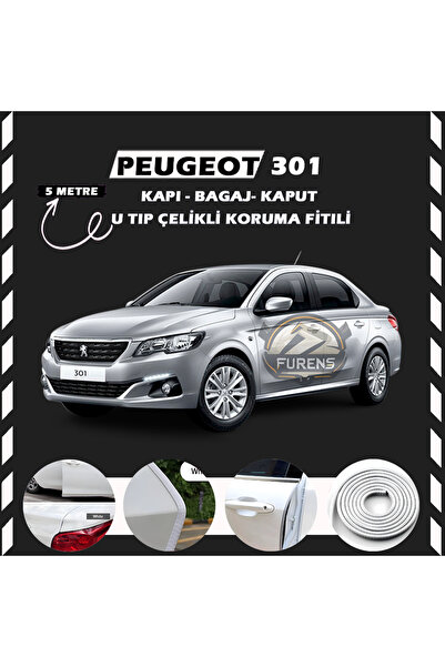 Furens Peugeot 301 Oto Araç Kapı Koruma Fitili 5metre Parlak Beyaz Renk