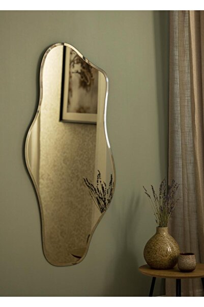 MKS Design Lüks Asimetrik Ayna / Bronz Ayna / Bronz Asimetrik Ayna / Ayna Dekoru