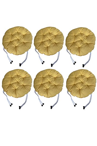 SIFIR312 6 PCS 40X40 Cm Round Stool Cushion - Chair Cushion - Pouf Cushion