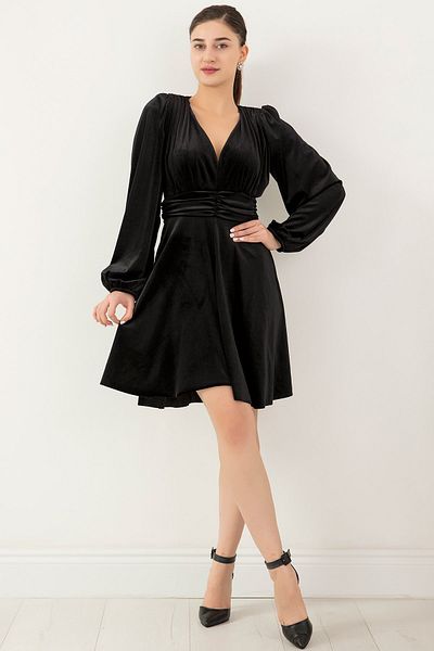 PULLIMM Rochie din catifea cu umeri 2023-0058