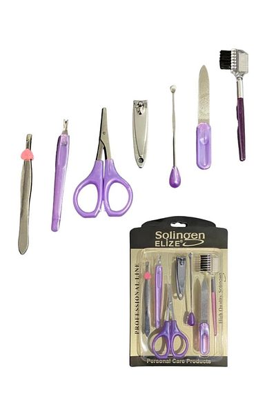 Solingen Elize 7 Piece Manicure Pedicure and Skin Care Set Purple Color