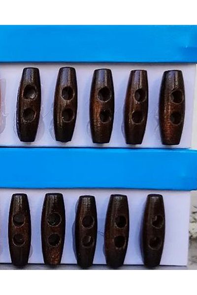 hobim42 NATURAL WOODEN WORKER BUTTON DARK BROWN 6 PIECES (SIZE:3CM)