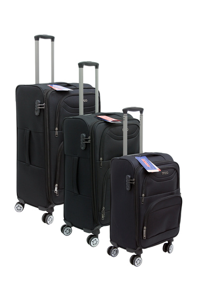 ES POLO TRIP Siyah Kabin (KÜÇÜK) Orta Ve Büyük Boy 3'lü Carry-on Lüks Kumaş Valiz Seti