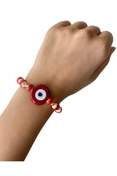 TAKI BY EKİN Handmade, glass evil eye beaded bracelet