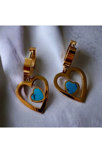 alsaccessories Steel Gold Color Heart Model Earrings