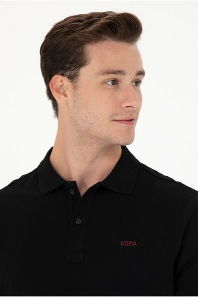 U.S. Polo Assn. BAZA. Polo Assn. Hanorac de bază cu gât polo negru pentru bărbați