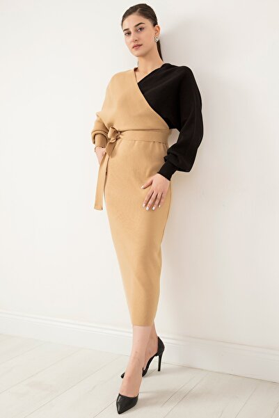 PULLIMM Rochie tricotată Yarasakol dublă culoare Midiboy ESP043