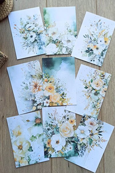 Mona Craftist 9 Adet Eskitme Vintage Yeşil Temalı Scrapbook Kağıt Seti Bullet...