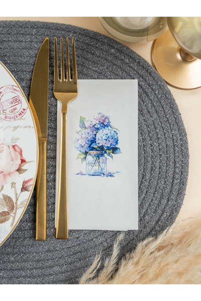 Rima Tasarım منديل عرض فاخر مطبوع عليه زهرة الكوبية ليلك 20 قطعة