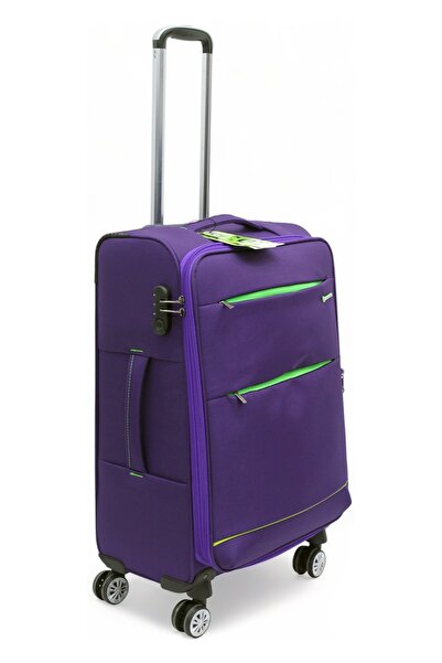 SENSAMITE Mor Kabin (KÜÇÜK) Orta Ve Büyük Boy 3'lü Carry-on Ultra Hafif Lüks Kumaş Valiz Seti