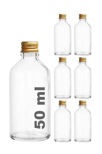wellLine 6pcs 50ml Multi-Purpose Glass Bottle Leak-Proof Golda Lid