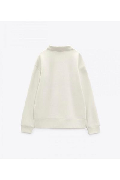 seşaseşa Brand Zr Ecru Polo Guler Scris Oversize Sweat