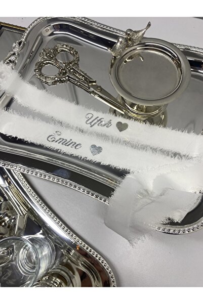 Motif Aksesuar İsim Baskılı İpek 2cm Cırtlı Yüzük Kurdelesi