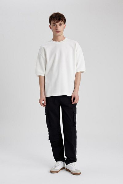DeFacto Gabardine Trousers Relax Fit Straight Leg with Cargo Pockets B0242Ax23Wn