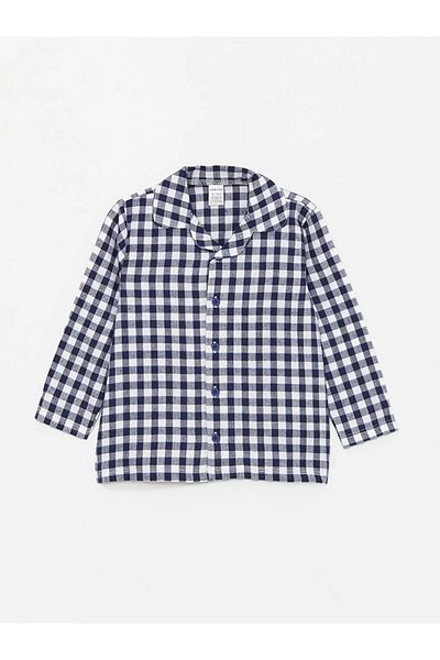 LC Waikiki LCW baby Shirt Collar Long Sleeve Plaid Baby Boy Pajamas Set