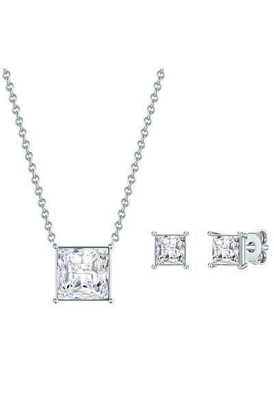Lulu & Jane Set mit Kristallen von Swarovski® Set (Kette+Ohrstecker)
 verziert mit Kristallen von Swarovski® we