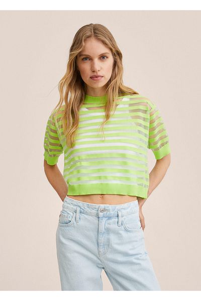 MANGO Woman Limettengrüner Pullover für Damen
