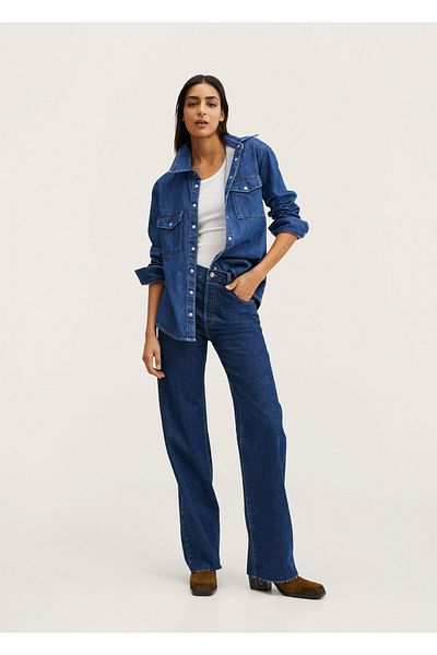 MANGO Woman Pantaloni de damă albastru închis