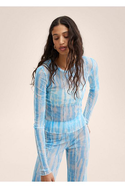 MANGO Woman Dámské modré kalhoty 27077134
