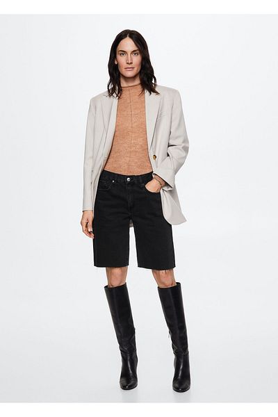 MANGO Woman Women's Black Denim Shorts & Bermuda