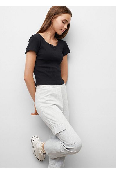 MANGO Kids Girl's Light Gray Trousers