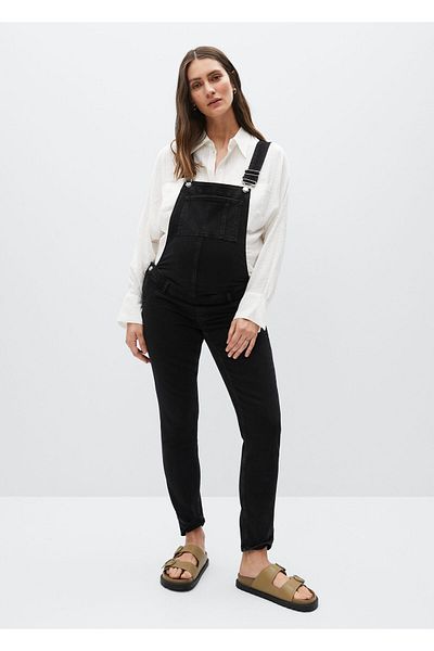 MANGO Woman Women's Black Denim Jumpsuit