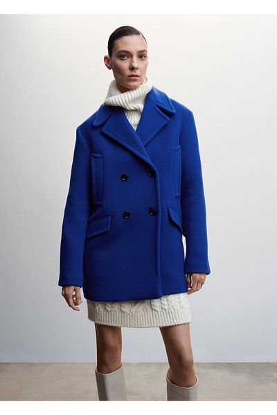 MANGO Woman Palton albastru pentru femei