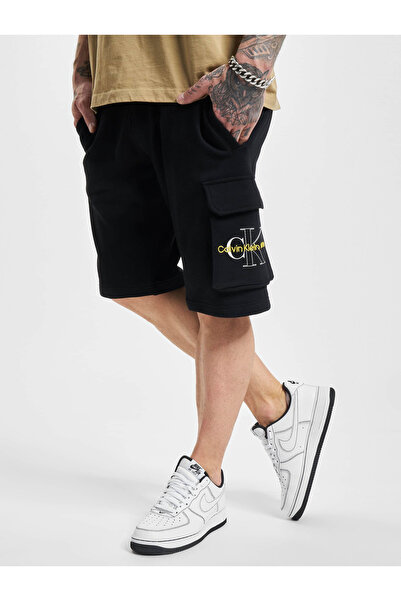 Calvin Klein Jeans Σορτς κάργκο με κορδόνι στη μέση, μαύρο