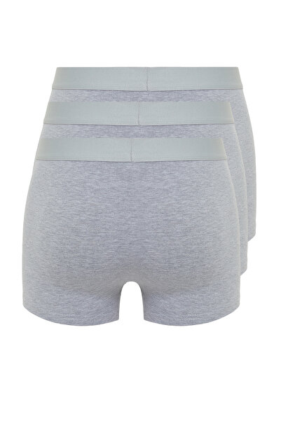 Trendyol Collection 3-Pece Grey Melange Basic Cotton Boxers - TMNAW20BX0063