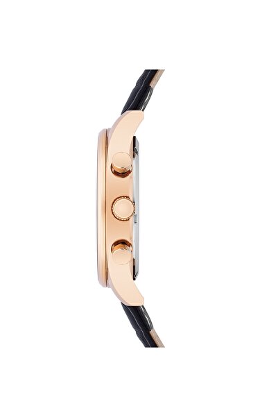 Rhodenwald & Söhne Chronograph Herren Chronograph roségold Echtleder schwarz