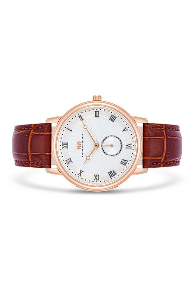 Rhodenwald & Söhne Quarzuhr Herren Quarzuhr roségold Echtleder braun