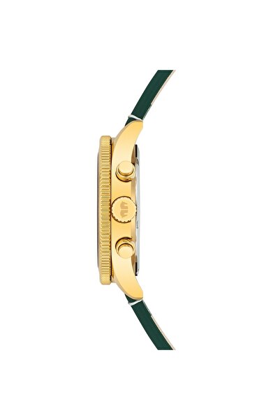 Rhodenwald & Söhne Chronograph Herren Chronograph gelbgold Echtleder grün