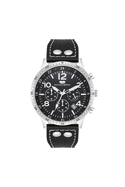 Rhodenwald & Söhne Chronograph Herren Chronograph silber Echtleder schwarz