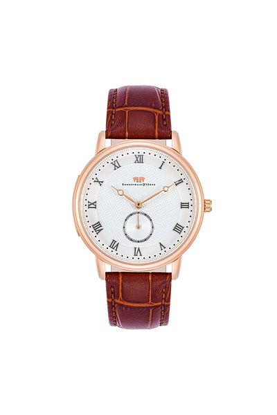 Rhodenwald & Söhne Quarzuhr Herren Quarzuhr roségold Echtleder braun