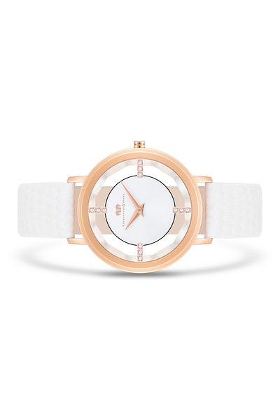 Rhodenwald & Söhne Quarzuhr Damen Quarzuhr roségold Echtleder weiß