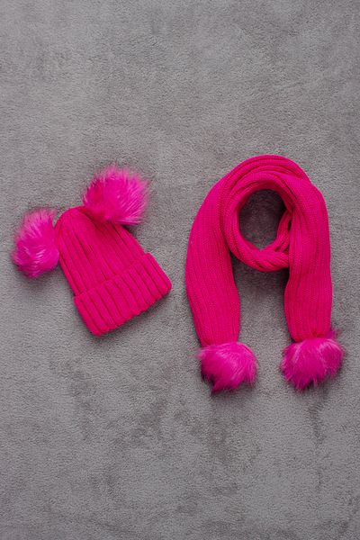 ADA BEBEK ÇOCUK Double Pompom Scarf Beret Set