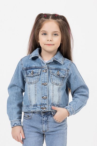 DMB BOYS & GIRLS Jachetă de blugi pentru fetiță, cu nasturi, cu 4-14 ani, cu buzunare în față