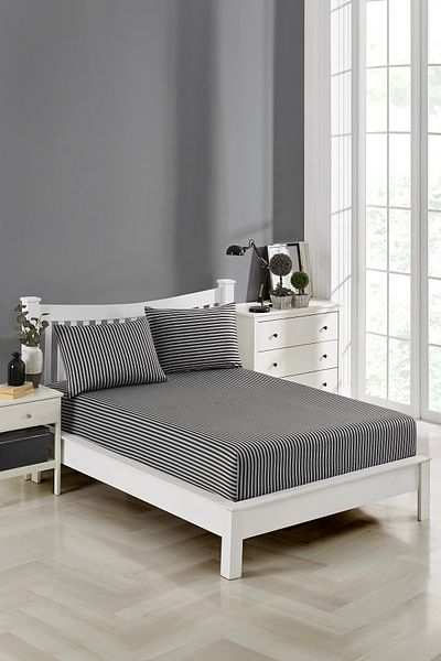 sethome collection طقم ملاءات جاهزة من الساتان (3 مقاسات مختلفة) (أسود)