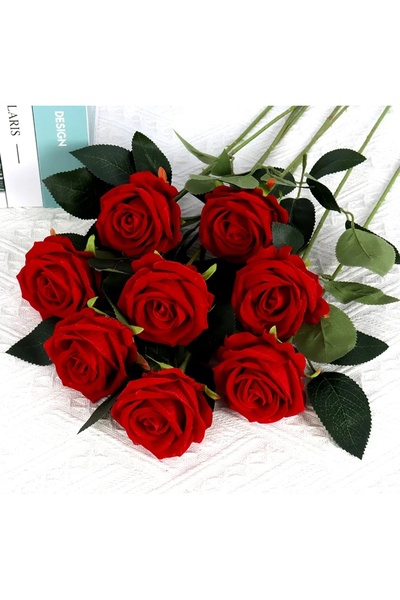 RUZGARCİCEK Rüzgar Aranjamente Florale Artificiale 8 Bucăți Trandafiri Roșii ...