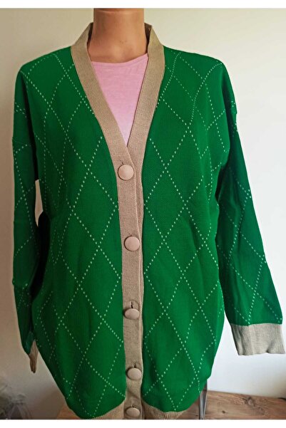 Noname BALANNE AKRİLİK TRİKO KADIN BAKLAVA DESEN KADIN OVERSİZE HIRKA ( en :6...