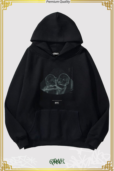 Grove Fashion Ufc Patterned Born Oversize Hooded Sweatshirt