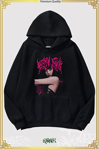 Grove Fashion Blackpink Jennie Oversize Hooded Sweatshirt - Three Thread Hoodie