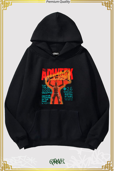 Grove Fashion Travis Scott Media - Three Thread Oversize Hoodie Sweatshirt