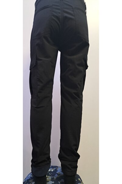 BeyzDenim Siyah Kargo Pantolon Termal (POLARLI) Su Itiçi Likralı Camasir Suyuna Dayanıklı