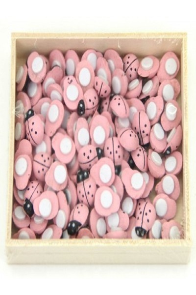 Kazanabil 100LÜ AHŞAP UĞUR BÖCEĞİ SÜSÜ PEMBE