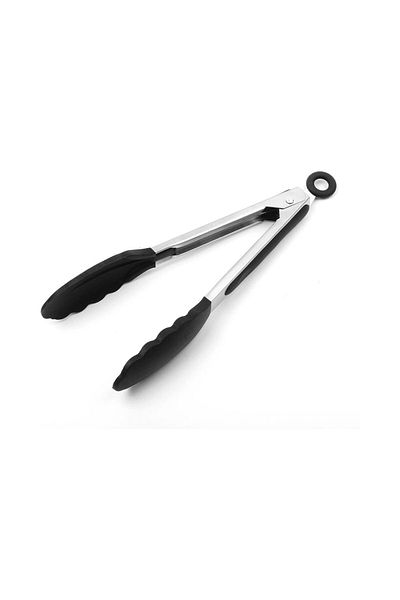 MİEN Mien Metal Handle Silicone Tongs Black