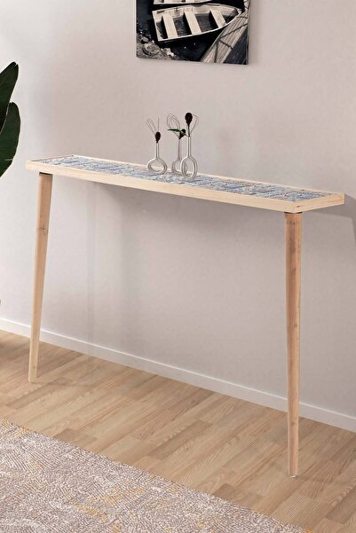 Resmo Esperanza Dresuar Doğal 122x20CM Doğal Masif Ayaklı Raf Salon Mutfak An...